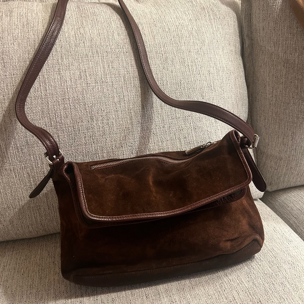 Monet Rich Brown Suede Crossbody Bag